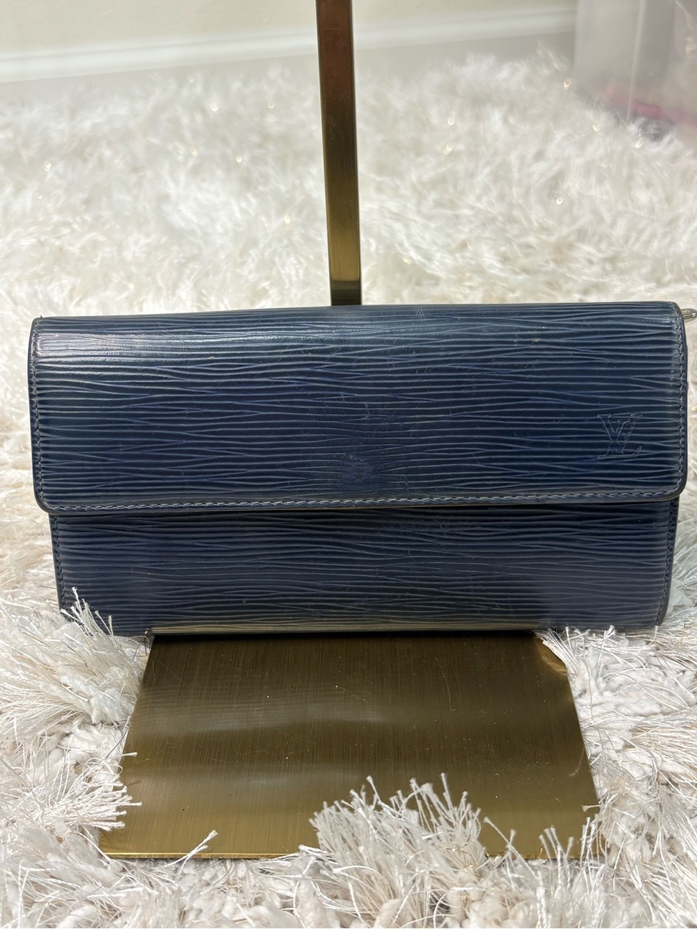 Louis Vuitton Dark Blue Epi Leather Clutch Wallet